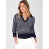 image:imageANRABESS Sweaters for Women Cropped Polo Collared Long SleeveNavy White Stripe
