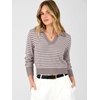image:imageANRABESS Sweaters for Women Cropped Polo Collared Long SleeveNutmeg White Stripe