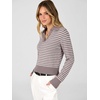 image:imageANRABESS Sweaters for Women Cropped Polo Collared Long SleeveNutmeg White Stripe