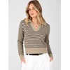 image:imageANRABESS Sweaters for Women Cropped Polo Collared Long SleeveTan Black Stripe