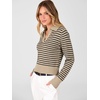 image:imageANRABESS Sweaters for Women Cropped Polo Collared Long SleeveTan Black Stripe
