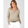 image:imageANRABESS Sweaters for Women Cropped Polo Collared Long SleeveTan White Stripe