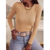 image:imageANRABESS Women Long Sleeve Knit Top Fall Lightweight Fitted Sweater ShirtsKhaki