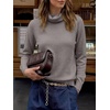 image:imageANRABESS Womens Cowl Neck Long Sleeve Fall Light SweaterGrey Khaki