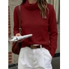 image:imageANRABESS Womens Cowl Neck Long Sleeve Fall Light SweaterRed