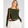 image:imageANRABESS Womens Fall Long Sleeve Boat Neck Lightweight SweatersArmy Green