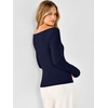 image:imageANRABESS Womens Fall Long Sleeve Boat Neck Lightweight SweatersNavy Blue