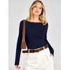 image:imageANRABESS Womens Fall Long Sleeve Boat Neck Lightweight SweatersNavy Blue