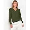 image:imageANRABESS Womens Long Sleeve V Neck Cropped Sweaters Fall OutfitsArmy Green