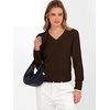 image:imageANRABESS Womens Long Sleeve V Neck Cropped Sweaters Fall OutfitsCoffee