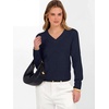 image:imageANRABESS Womens Long Sleeve V Neck Cropped Sweaters Fall OutfitsNavy Blue