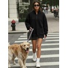 image:imageANRABESS Womens Quarter Zip Pullover Oversized SweatshirtsBlack