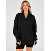image:imageANRABESS Womens Quarter Zip Pullover Oversized SweatshirtsBlack