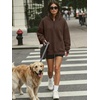 image:imageANRABESS Womens Quarter Zip Pullover Oversized SweatshirtsCoffee