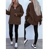 image:imageANRABESS Womens Quarter Zip Pullover Oversized SweatshirtsCoffee