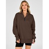 image:imageANRABESS Womens Quarter Zip Pullover Oversized SweatshirtsCoffee