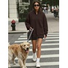 image:imageANRABESS Womens Quarter Zip Pullover Oversized SweatshirtsDeep Brown