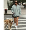image:imageANRABESS Womens Quarter Zip Pullover Oversized SweatshirtsDeep Green