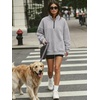 image:imageANRABESS Womens Quarter Zip Pullover Oversized SweatshirtsGrey