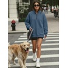 image:imageANRABESS Womens Quarter Zip Pullover Oversized SweatshirtsGrey Blue