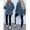 image:imageANRABESS Womens Quarter Zip Pullover Oversized SweatshirtsGrey Blue