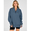 image:imageANRABESS Womens Quarter Zip Pullover Oversized SweatshirtsGrey Blue