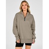 image:imageANRABESS Womens Quarter Zip Pullover Oversized SweatshirtsLight Khaki