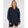 image:imageANRABESS Womens Quarter Zip Pullover Oversized SweatshirtsNavy Blue