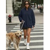 image:imageANRABESS Womens Quarter Zip Pullover Oversized SweatshirtsNavy Blue