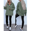 image:imageANRABESS Womens Quarter Zip Pullover Oversized SweatshirtsSage Green