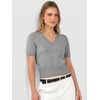 image:imageANRABESS Womens Short Sleeve Sweaters Cropped V NeckDark Grey
