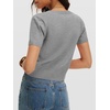 image:imageANRABESS Womens Short Sleeve Sweaters Cropped V NeckDark Grey