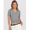 image:imageANRABESS Womens Short Sleeve Sweaters Cropped V NeckDark Grey