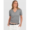 image:imageANRABESS Womens Short Sleeve Sweaters Cropped V NeckDark Grey