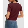image:imageANRABESS Womens Short Sleeve Sweaters Cropped V NeckDark Red
