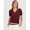 image:imageANRABESS Womens Short Sleeve Sweaters Cropped V NeckDark Red