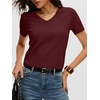 image:imageANRABESS Womens Short Sleeve Sweaters Cropped V NeckDark Red