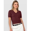 image:imageANRABESS Womens Short Sleeve Sweaters Cropped V NeckDark Red