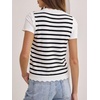 image:imageANRABESS Womens Sleeveless Scallop Sweater Vest Crew Neck Tank TopsStriped Black White