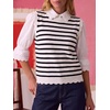 image:imageANRABESS Womens Sleeveless Scallop Sweater Vest Crew Neck Tank TopsStriped Black White