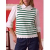 image:imageANRABESS Womens Sleeveless Scallop Sweater Vest Crew Neck Tank TopsStriped Green White