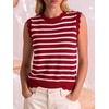 image:imageANRABESS Womens Sleeveless Scallop Sweater Vest Crew Neck Tank TopsStriped Red White