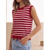 image:imageANRABESS Womens Sleeveless Scallop Sweater Vest Crew Neck Tank TopsStriped Red White