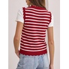 image:imageANRABESS Womens Sleeveless Scallop Sweater Vest Crew Neck Tank TopsStriped Red White