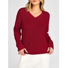 image:imageANRABESS Womens V Neck Sweater 2026 Fall OutfitsRed