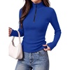 image:imageANRABESS Long Sleeve Shirts for Women Quarter Zip Ribbed Sweater TopRoyal Blue
