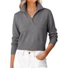 image:imageANRABESS Sweaters for Women Cropped Polo Collared Long SleeveDark Grey