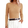 image:imageANRABESS Women Long Sleeve Knit Top Fall Lightweight Fitted Sweater ShirtsKhaki