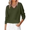 image:imageANRABESS Womens Long Sleeve V Neck Cropped Sweaters Fall OutfitsArmy Green