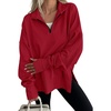 image:imageANRABESS Womens Quarter Zip Pullover Oversized SweatshirtsRed